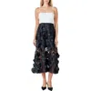Endless Rose Floral Appliqué Colorblock Midi Dress In Black
