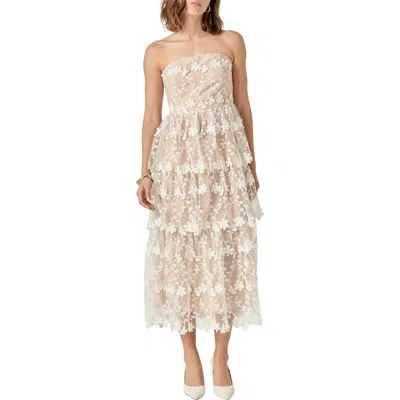 Endless Rose Floral Appliqué Strapless Dress