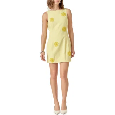 Endless Rose Floral Beaded Sleeveless Minidress In Butter