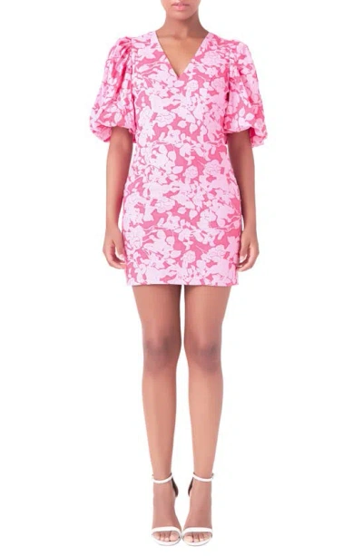 Endless Rose Floral Cotton Minidress In Red/ Pink