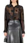 Endless Rose Floral Detail Sheer Shirt In Black