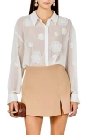 Endless Rose Floral Detail Sheer Shirt In White