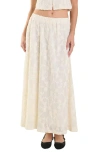 Endless Rose Floral Embroidered Maxi Skirt In Off White