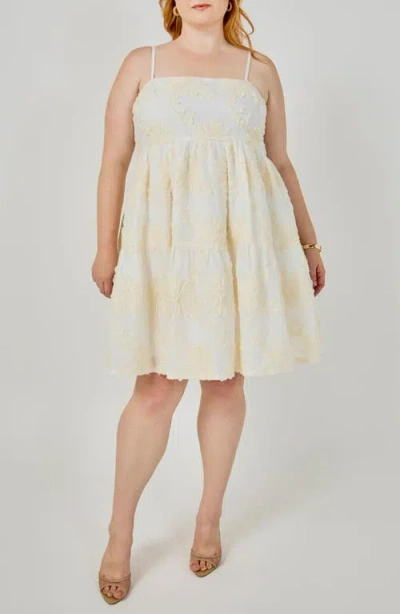 Endless Rose Floral Embroidered Minidress In Neutral