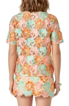 Endless Rose Floral Embroidered Open Knit Top In Multi