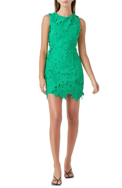 Endless Rose Floral Embroidered Sheath Dress In Kelly Gree