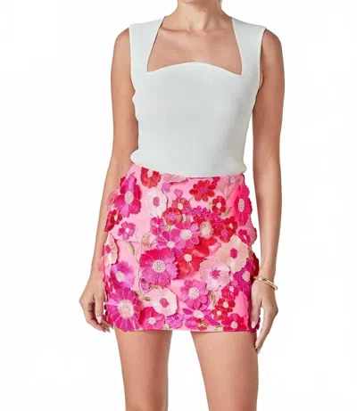 Endless Rose Floral Embroidered Skirt In Pink