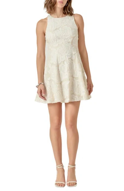 Endless Rose Floral Embroidered Sleeveless Minidress In Cream