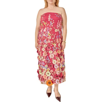 Endless Rose Floral Embroidered Strapless Maxi Dress In Pink