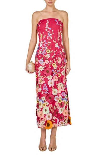 Endless Rose Floral Embroidered Strapless Maxi Dress In Pink