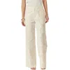Endless Rose Floral Embroidered Wide Leg Cotton Pants In Cream