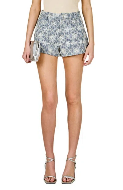 Endless Rose Floral Embroidery Denim Shorts In Blue