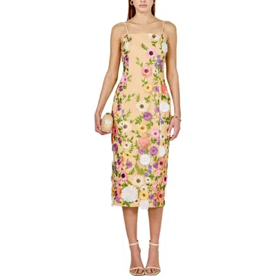 Endless Rose Floral Embroidery Midi Dress In Multi