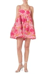 Endless Rose Sleeveless Floral Jacquard Mini Dress In Pink
