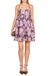 Endless Rose Floral Jacquard Sleeveless Minidress In Purple