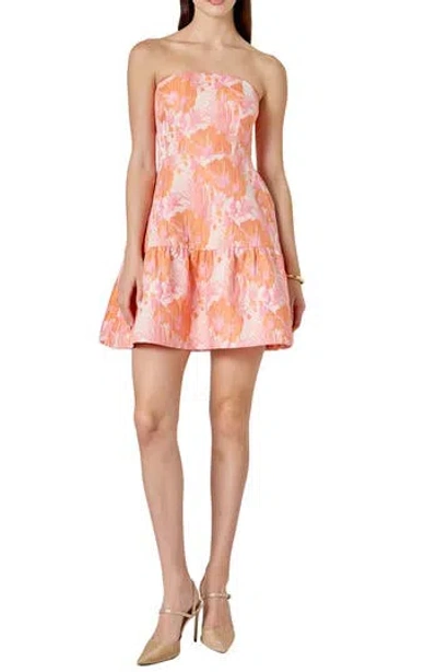 Endless Rose Floral Jacquard Strapless Minidress In Multi