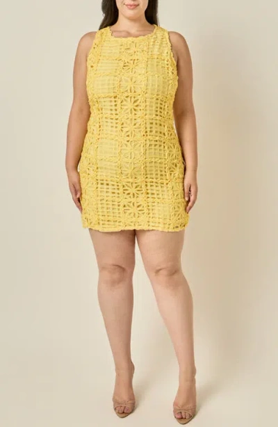 Endless Rose Floral Lace Minidress In Yellow