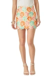 Endless Rose Floral Lace Miniskirt In Orange Multi