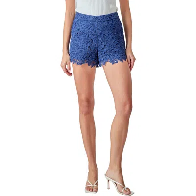 Endless Rose Floral Lace Shorts In Blue