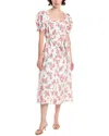 Endless Rose Floral Linen-blend Midi Dress In Multi