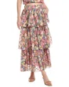 Endless Rose Floral Tiered Maxi Skirt In Animal Print
