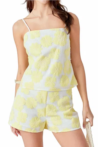 Endless Rose Floral Net Shorts In Yellow