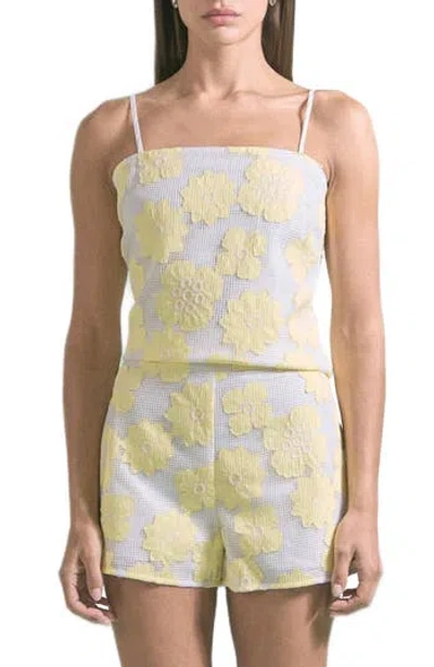 Endless Rose Floral Net Top In White/ Yellow