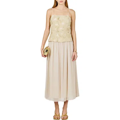 Endless Rose Floral Pattern Sleeveless Maxi Dress In Neutral
