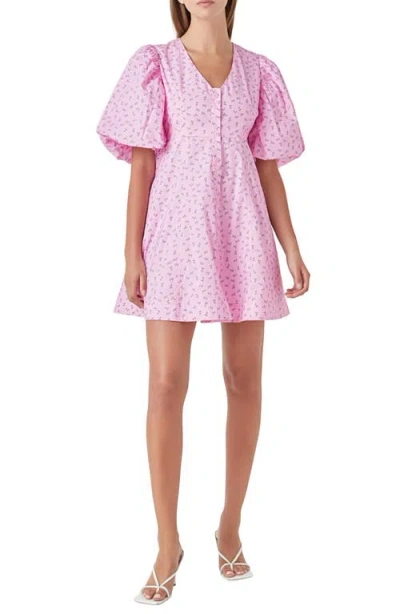 Endless Rose Floral Puff Sleeve Minidress In Lilac