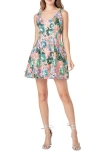 Endless Rose Floral Sequin Minidress In Orange Multi