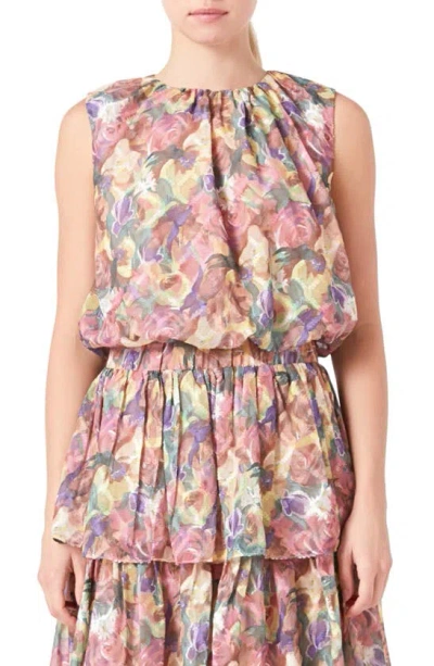 Endless Rose Floral Sleeveless Top In Yellow Multi