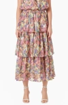 ENDLESS ROSE FLORAL TIERED MAXI SKIRT