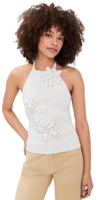 Endless Rose Flower Detail Halter Top White