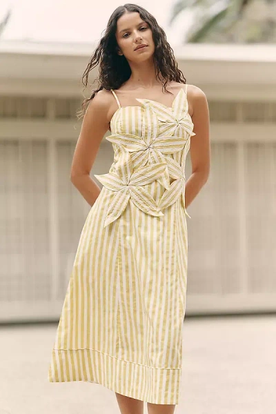 Endless Rose Flower Midi Dress In Yellow