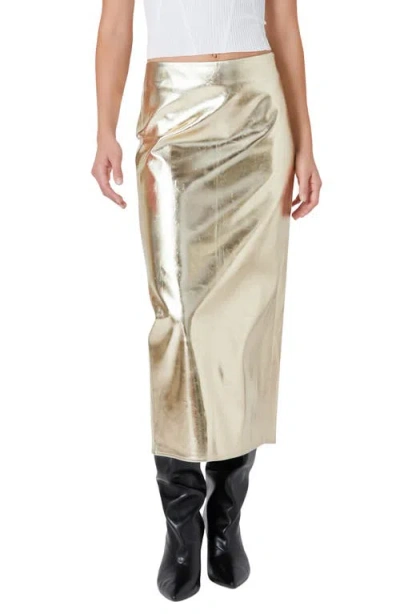 Endless Rose Foil Maxi Skirt In Champagne