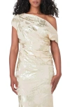 Endless Rose Foil Print One-shoulder Top In Ivory
