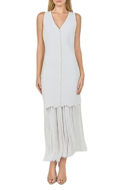 Endless Rose Fringe Knit Midi Dress In White