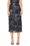 Endless Rose Women's Pu Fringe Midi Skirt In Black