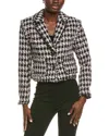 Endless Rose Fringed Tweed Blazer In Black