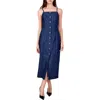 Endless Rose Front Button Denim Maxi Dress In Navy Denim