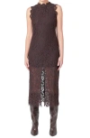 Endless Rose Front Slit Lace Dress In Espresso