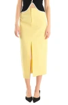Endless Rose Front Slit Linen Blend Midi Skirt