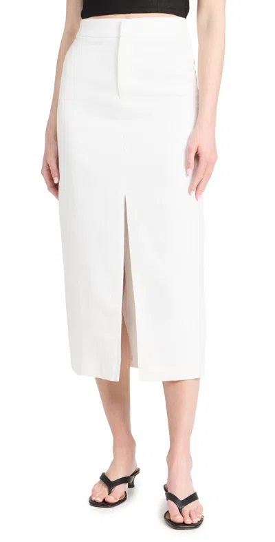 Endless Rose Front Slit Linen Midi Skirt White In White