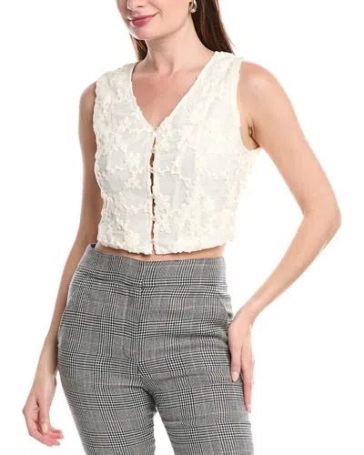 Endless Rose Fuzzy Embroidered Lace Top In White