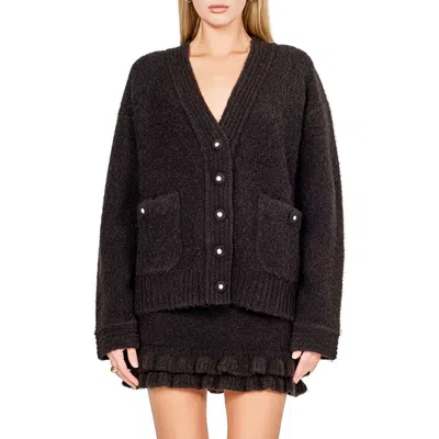 Endless Rose Fuzzy Oversize Cardigan In Black