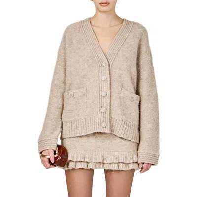 Endless Rose Fuzzy Oversize Cardigan In Neutral