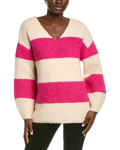 Endless Rose Fuzzy Striped Oversized Wool-blend Sweater In Multi