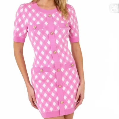 Endless Rose Gingham Knit Minidress In Pink In Multi