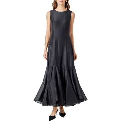 Endless Rose Godet Detail Maxi Dress In Black