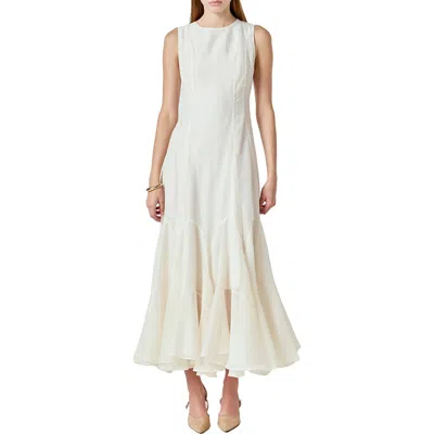 Endless Rose Godet Detail Maxi Dress In Neutral